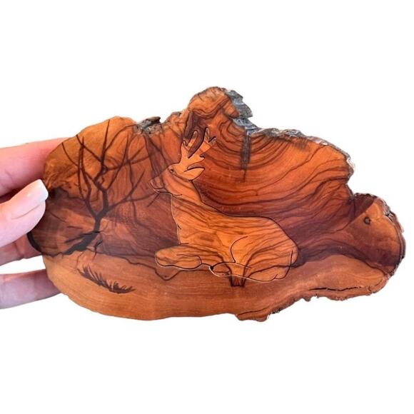 Solid Wood Deer Carved Puzzle, Unique Piece, MCM Decor, Swiss Handmade - Picture 1 of 7
